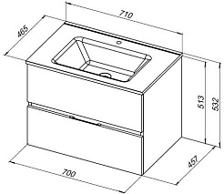 Aquanet Тумба под раковину Алвита New 70 2 ящика подвесная белая матовая – фотография-9